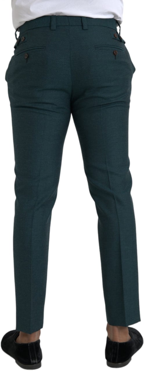 Dolce & Gabbana Green Wool Skinny Slim Dress Pants Groen