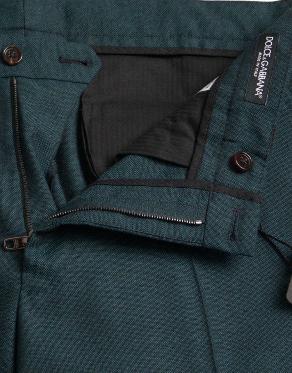Dolce & Gabbana Green Wool Skinny Slim Dress Pants Groen