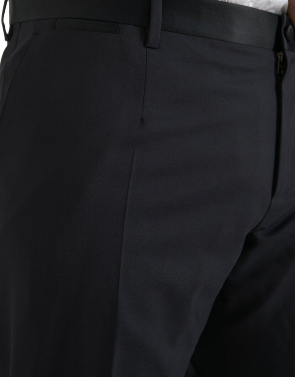 Dolce & Gabbana Blue Wool Men Skinny Dress Pants Blauw