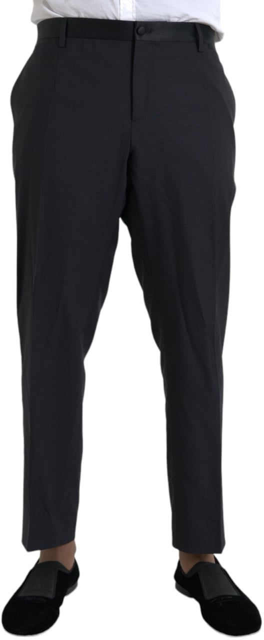 Dolce & Gabbana Blue Wool Men Skinny Dress Pants Blauw