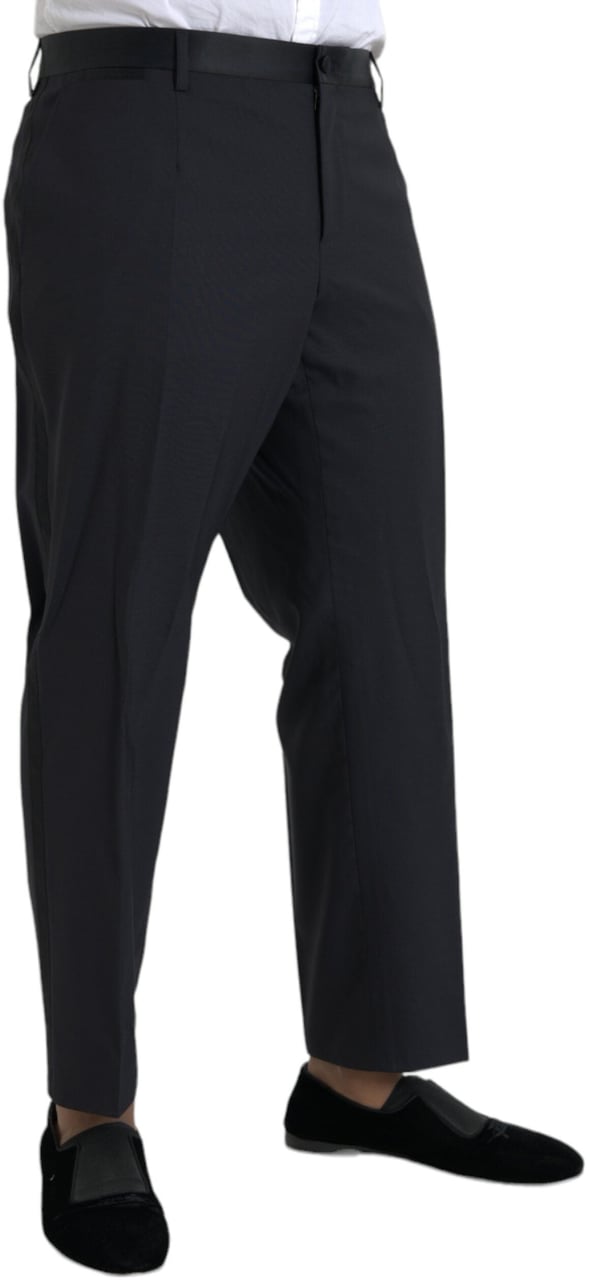 Dolce & Gabbana Blue Wool Men Skinny Dress Pants Blauw