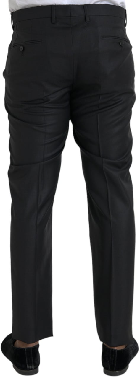 Dolce & Gabbana Black Wool Silk Skinny Dress Pants Zwart