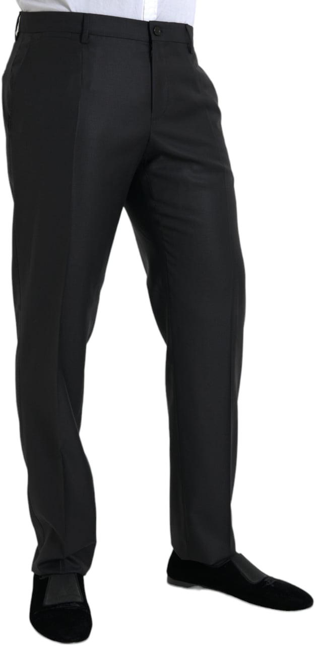 Dolce & Gabbana Black Wool Silk Skinny Dress Pants Zwart