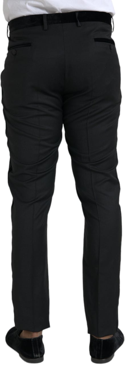 Dolce & Gabbana Black Silk Men Skinny Dress Pants Zwart