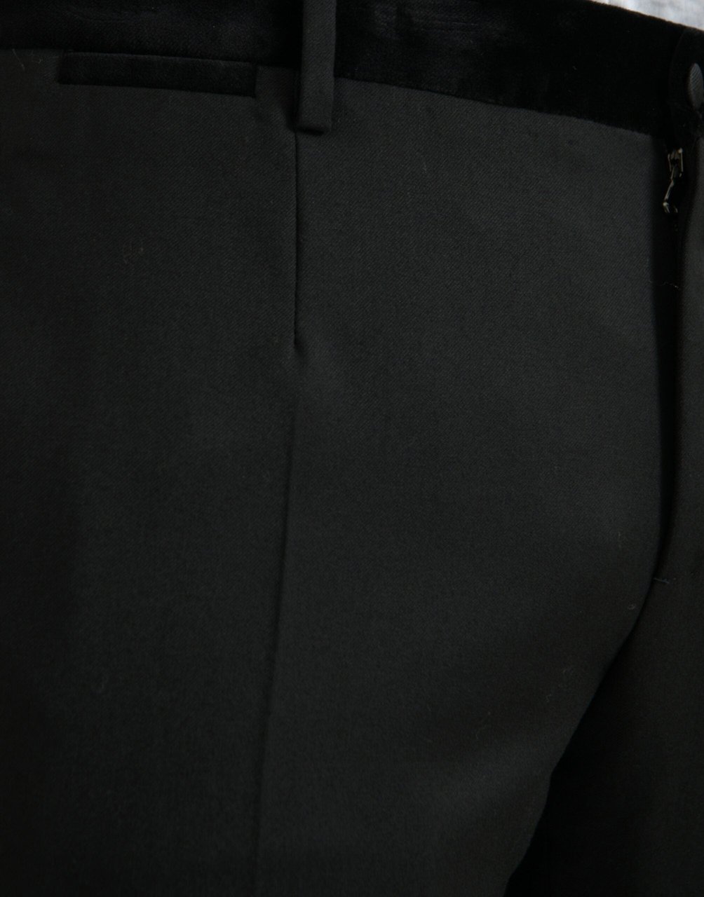 Dolce & Gabbana Black Silk Men Skinny Dress Pants Zwart