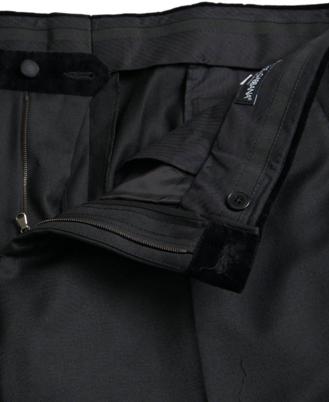Dolce & Gabbana Black Silk Men Skinny Dress Pants Zwart