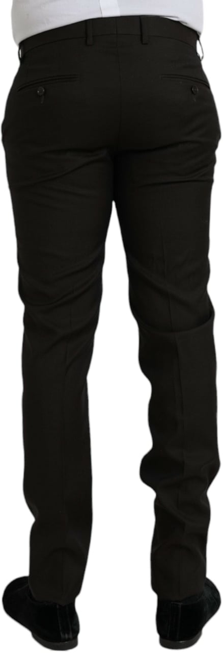Dolce & Gabbana Dark Brown Wool Slim Fit Formal Pants Bruin