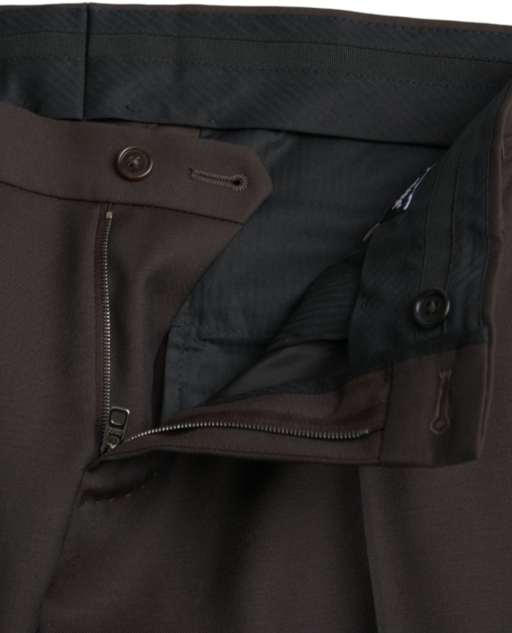 Dolce & Gabbana Dark Brown Wool Slim Fit Formal Pants Bruin
