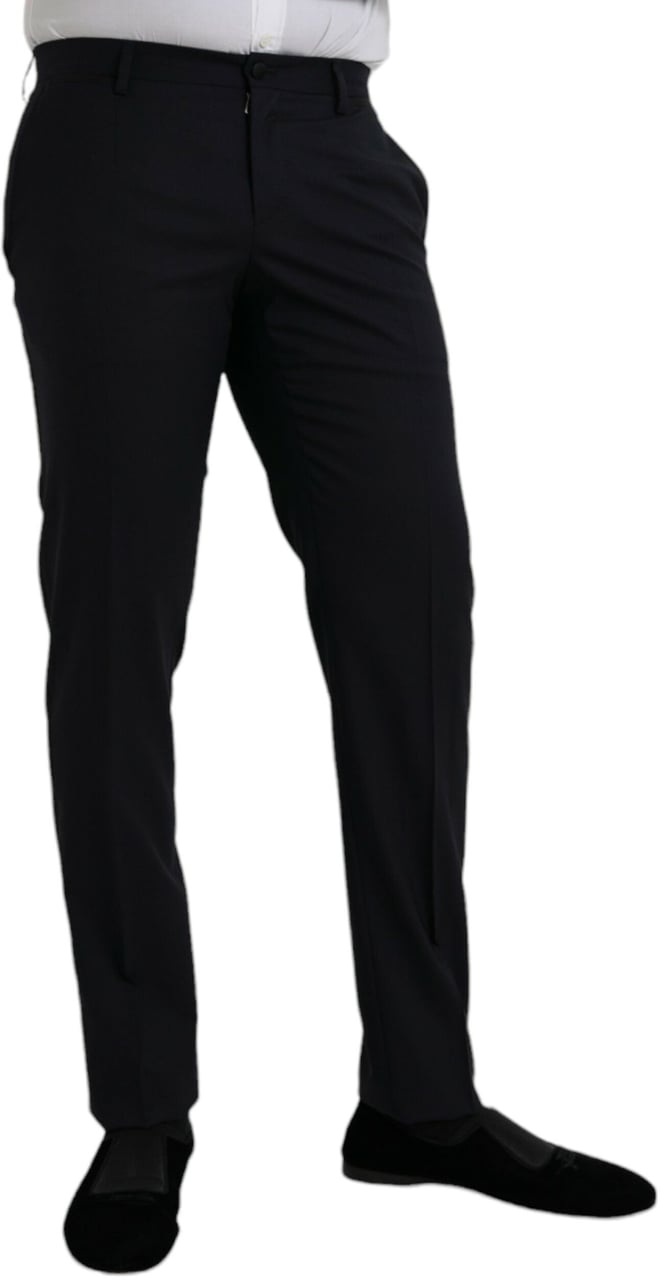 Dolce & Gabbana Dark Blue Wool Slim Fit Formal Pants Blauw