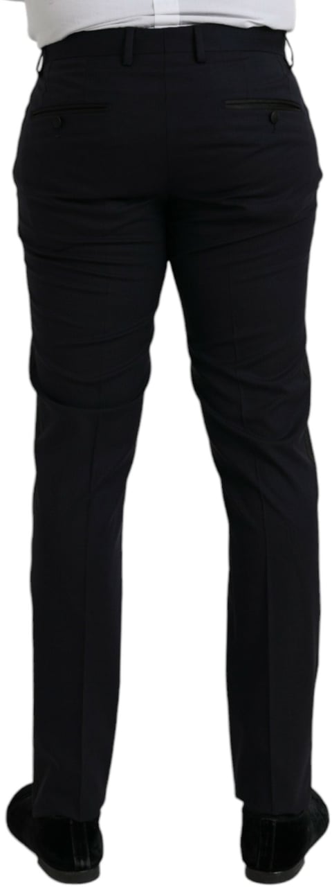 Dolce & Gabbana Dark Blue Wool Slim Fit Formal Pants Blauw