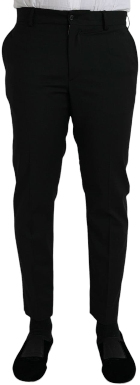 Dolce & Gabbana Black Wool SlimFit Dress Formal Pants Zwart