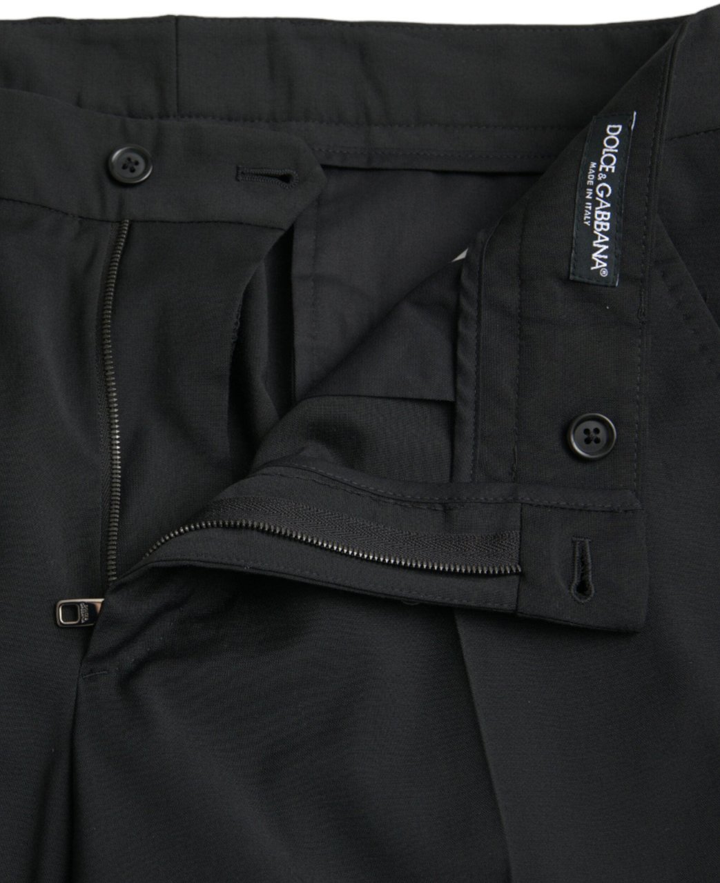 Dolce & Gabbana Black Wool SlimFit Dress Formal Pants Zwart