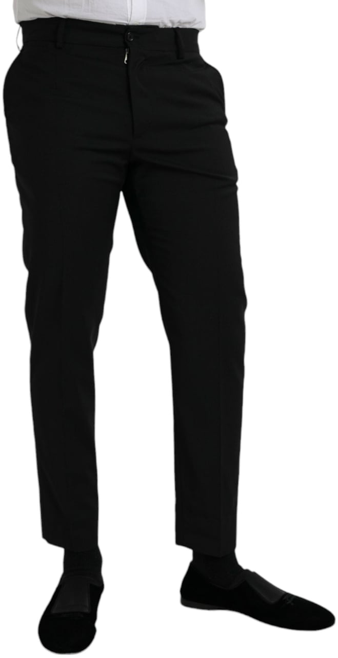 Dolce & Gabbana Black Wool SlimFit Dress Formal Pants Zwart