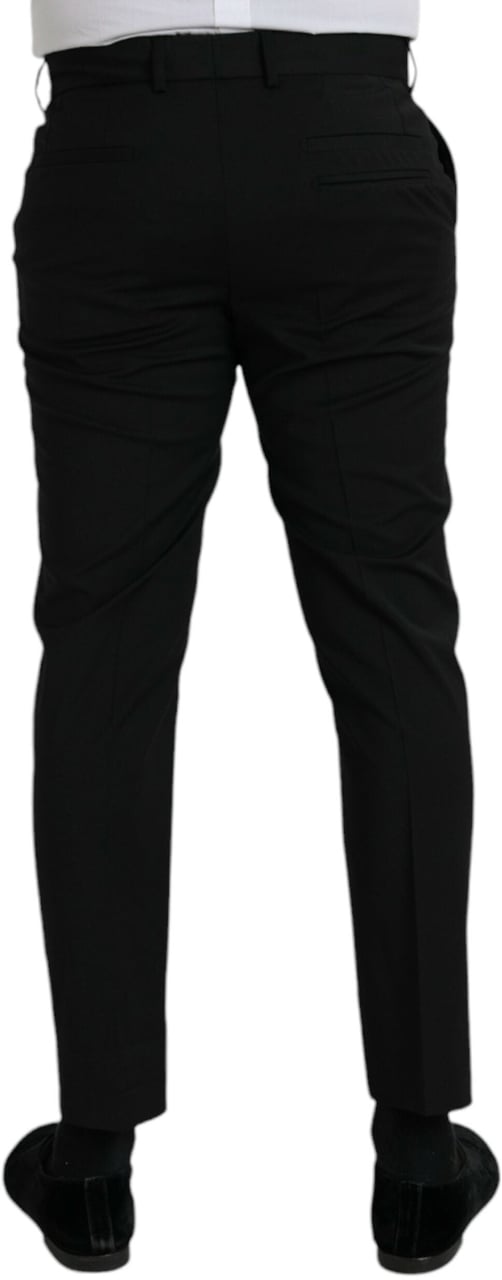 Dolce & Gabbana Black Wool SlimFit Dress Formal Pants Zwart