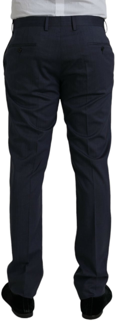 Dolce & Gabbana Blue Wool Slim Fit Dress Formal Pants Blauw