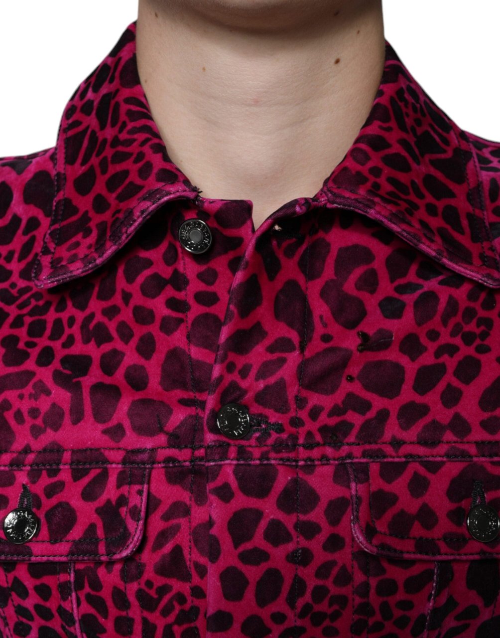Dolce & Gabbana Fuchsia Leopard Button Down Collared Jacket Divers