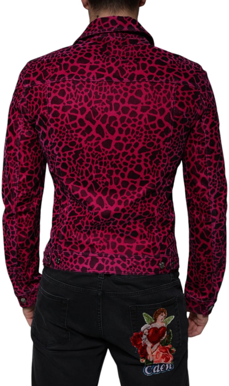 Dolce & Gabbana Fuchsia Leopard Button Down Collared Jacket Divers