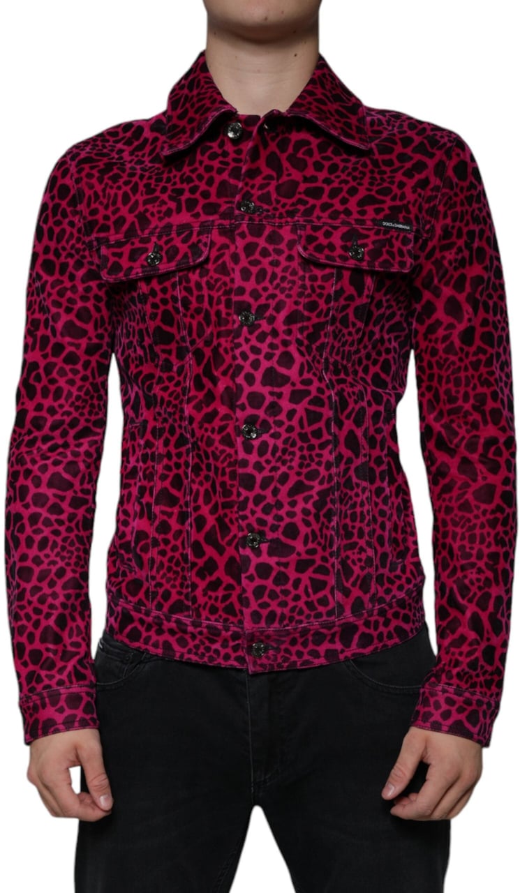 Dolce & Gabbana Fuchsia Leopard Button Down Collared Jacket Divers