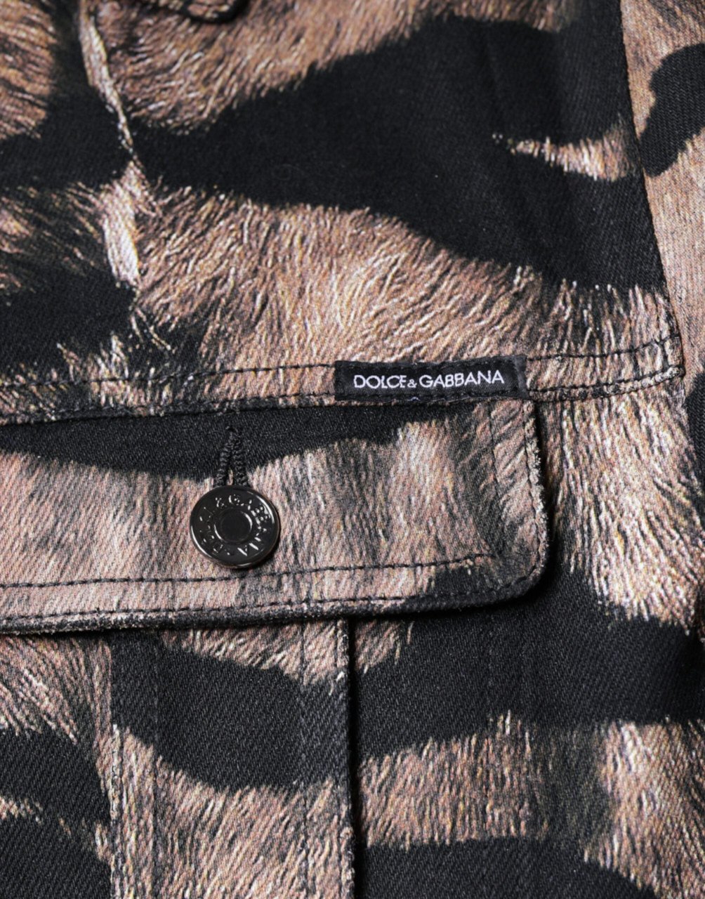 Dolce & Gabbana Brown Tiger Button Down Collared Jacket Divers