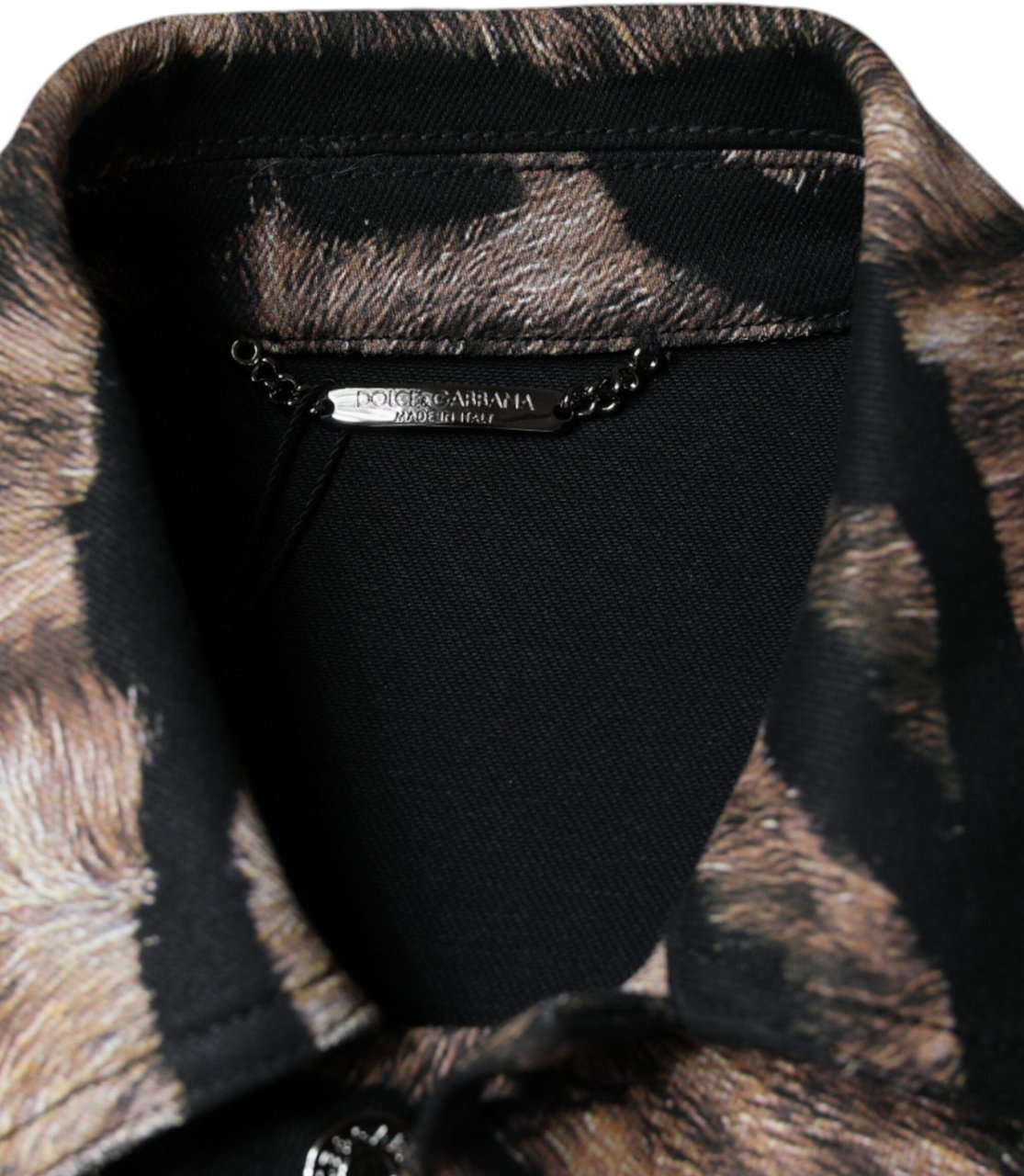 Dolce & Gabbana Brown Tiger Button Down Collared Jacket Divers