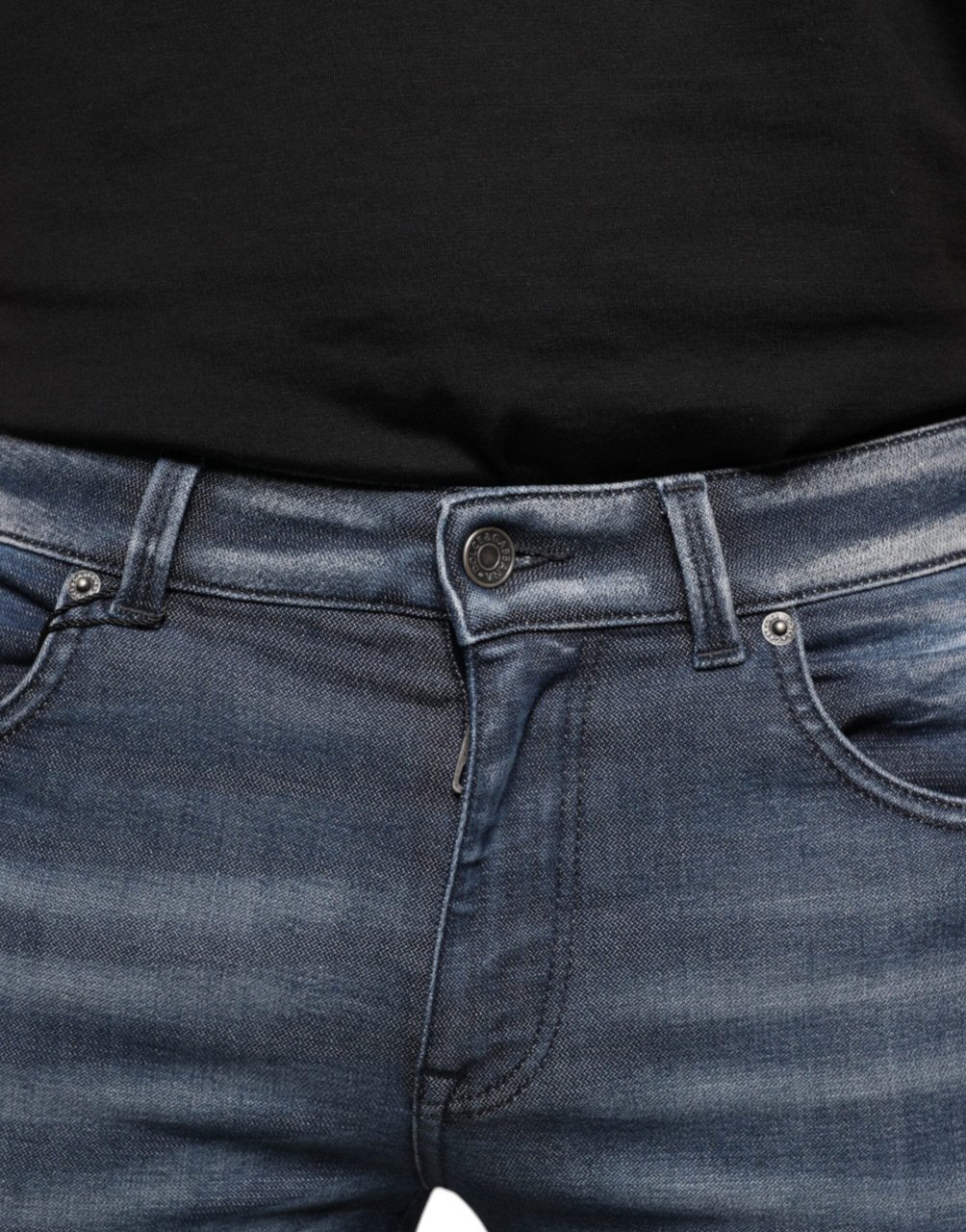 Dolce & Gabbana Dark Blue Washed Cotton Skinny Denim Jeans Blauw