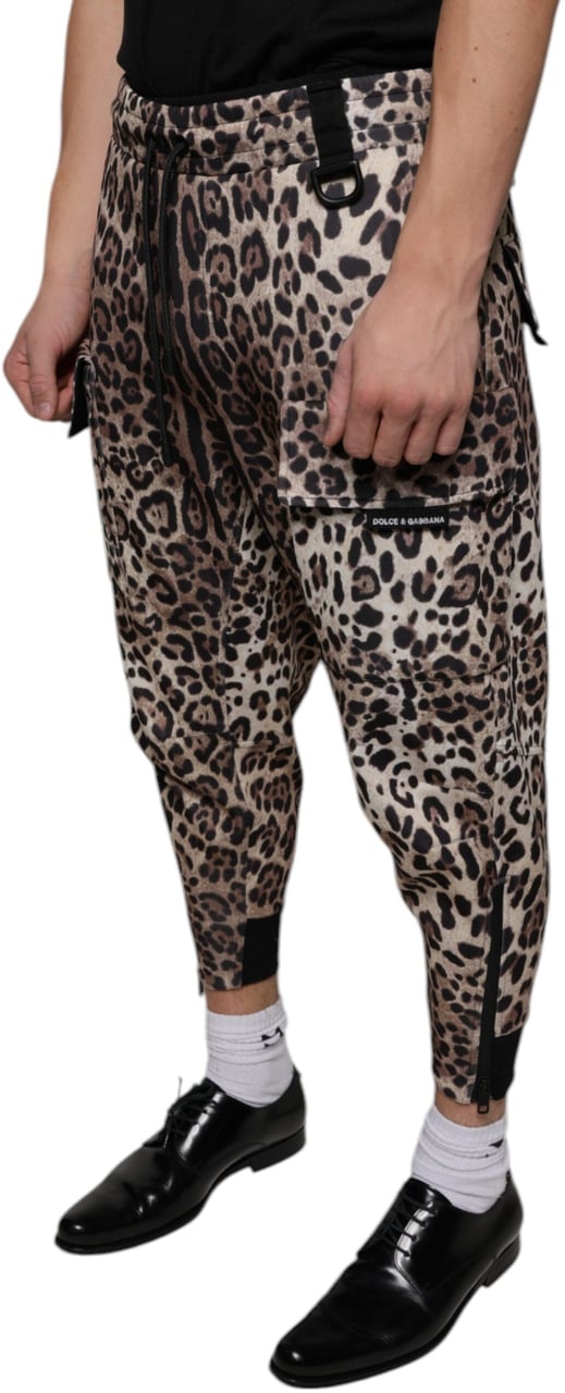 Dolce & Gabbana Brown Leopard Polyester Jogger Pants Divers