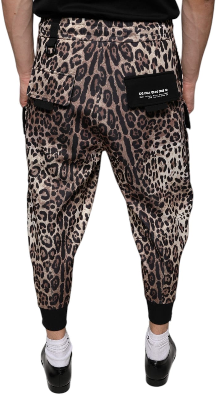 Dolce & Gabbana Brown Leopard Polyester Jogger Pants Divers