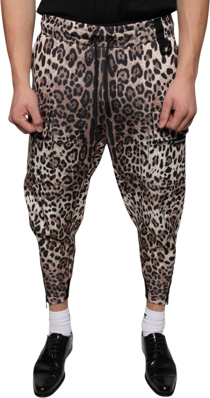 Dolce & Gabbana Brown Leopard Polyester Jogger Pants Divers