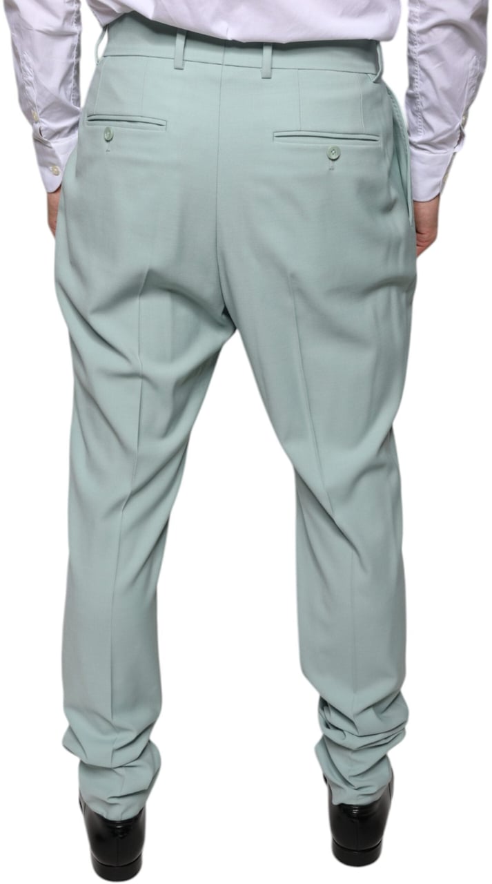 Dolce & Gabbana Mint Green Cotton Dress Pants Groen