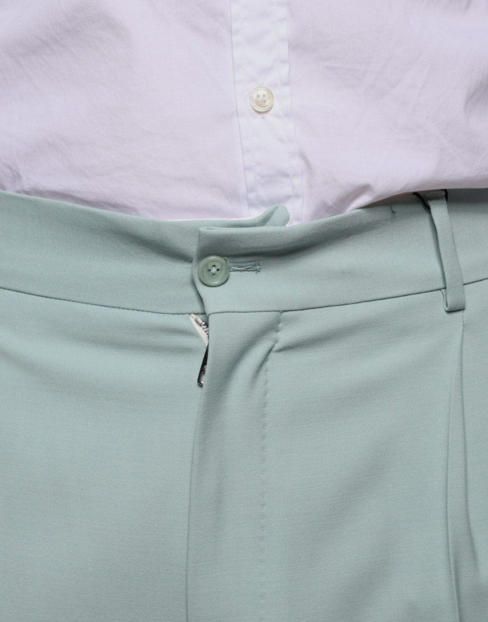 Dolce & Gabbana Mint Green Cotton Dress Pants Groen