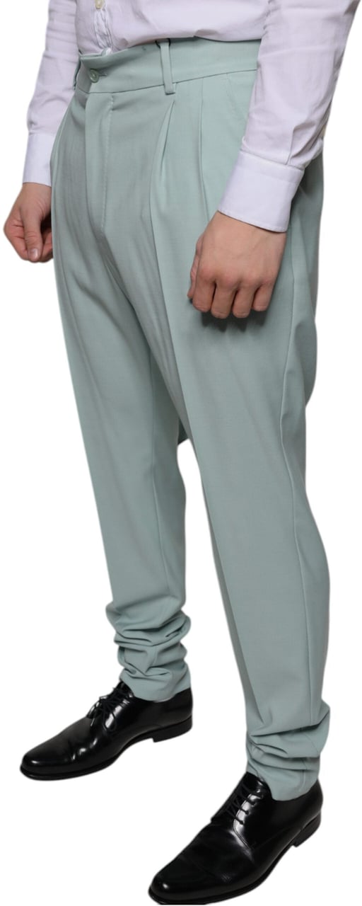 Dolce & Gabbana Mint Green Cotton Dress Pants Groen