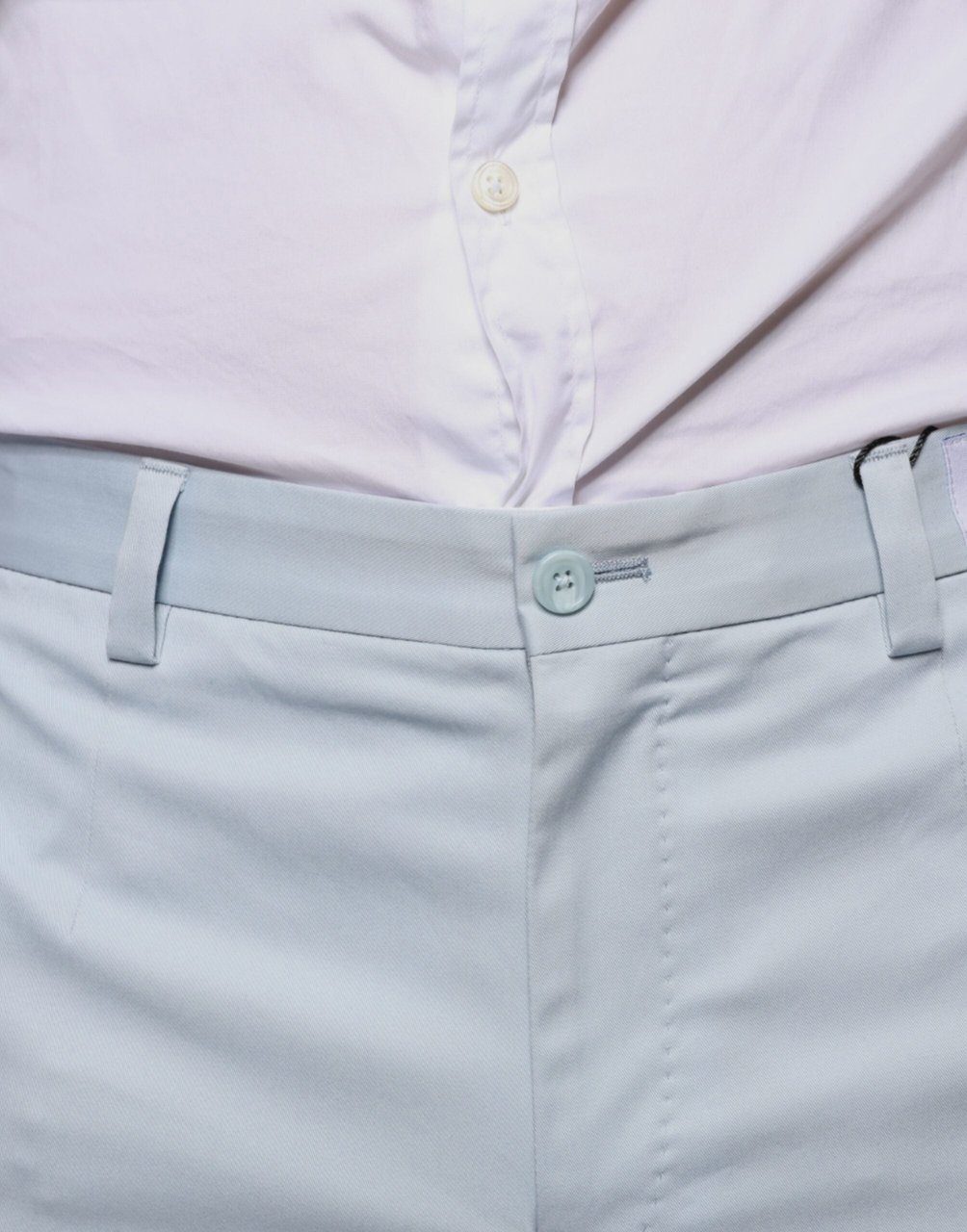Dolce & Gabbana Light Blue Cotton Dress Pants Blauw