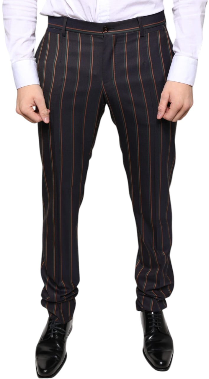 Dolce & Gabbana Brown Stripes Skinny Men Dress Pants Bruin
