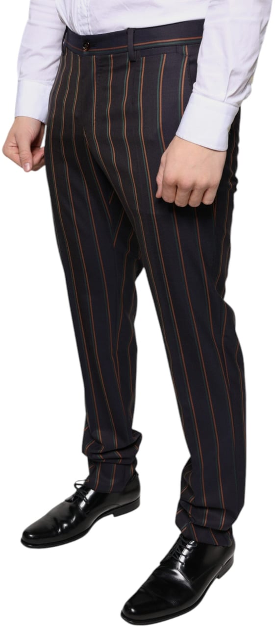 Dolce & Gabbana Brown Stripes Skinny Men Dress Pants Bruin