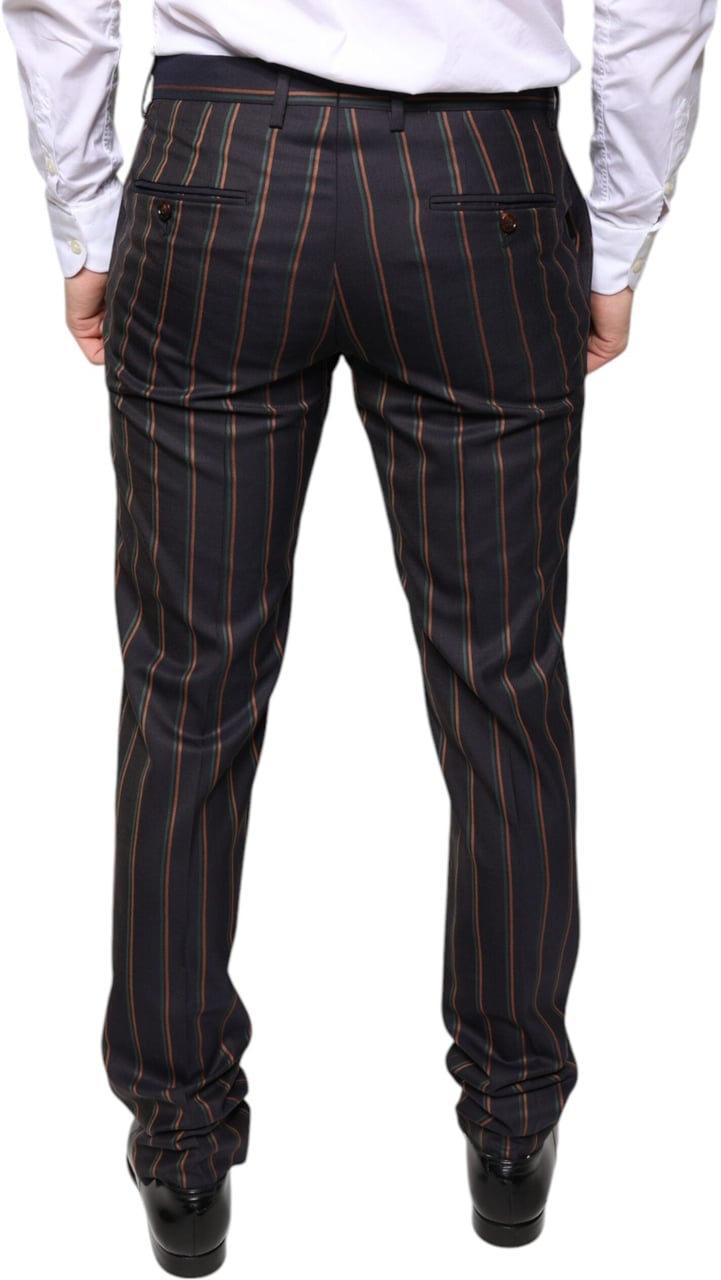 Dolce & Gabbana Brown Stripes Skinny Men Dress Pants Bruin