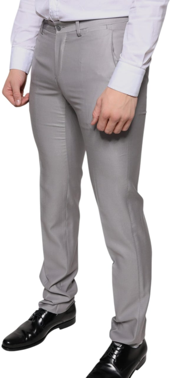 Dolce & Gabbana Light Gray Wool Dress Pants Grijs