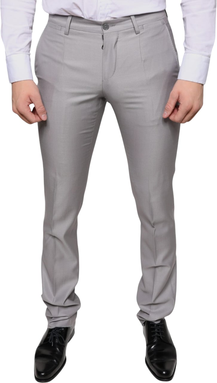 Dolce & Gabbana Light Gray Wool Dress Pants Grijs