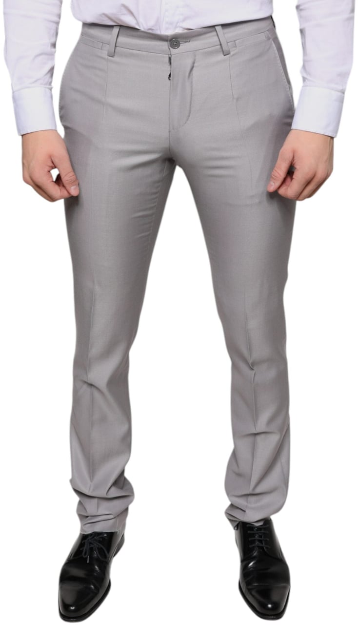 Dolce & Gabbana Light Gray Wool Dress Pants Grijs
