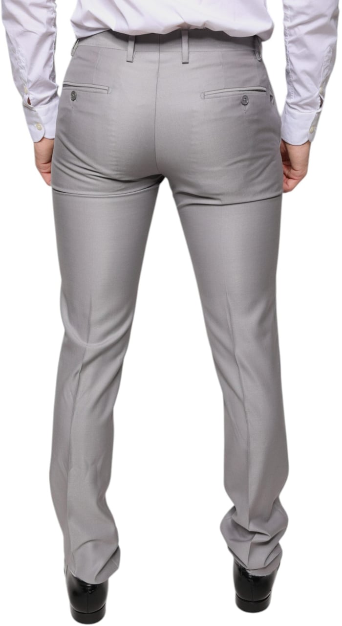 Dolce & Gabbana Light Gray Wool Dress Pants Grijs