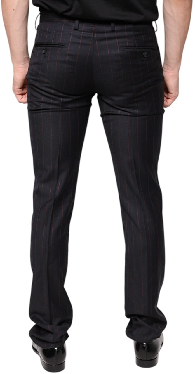 Dolce & Gabbana Black Stripes Skinny Men Dress Pants Zwart