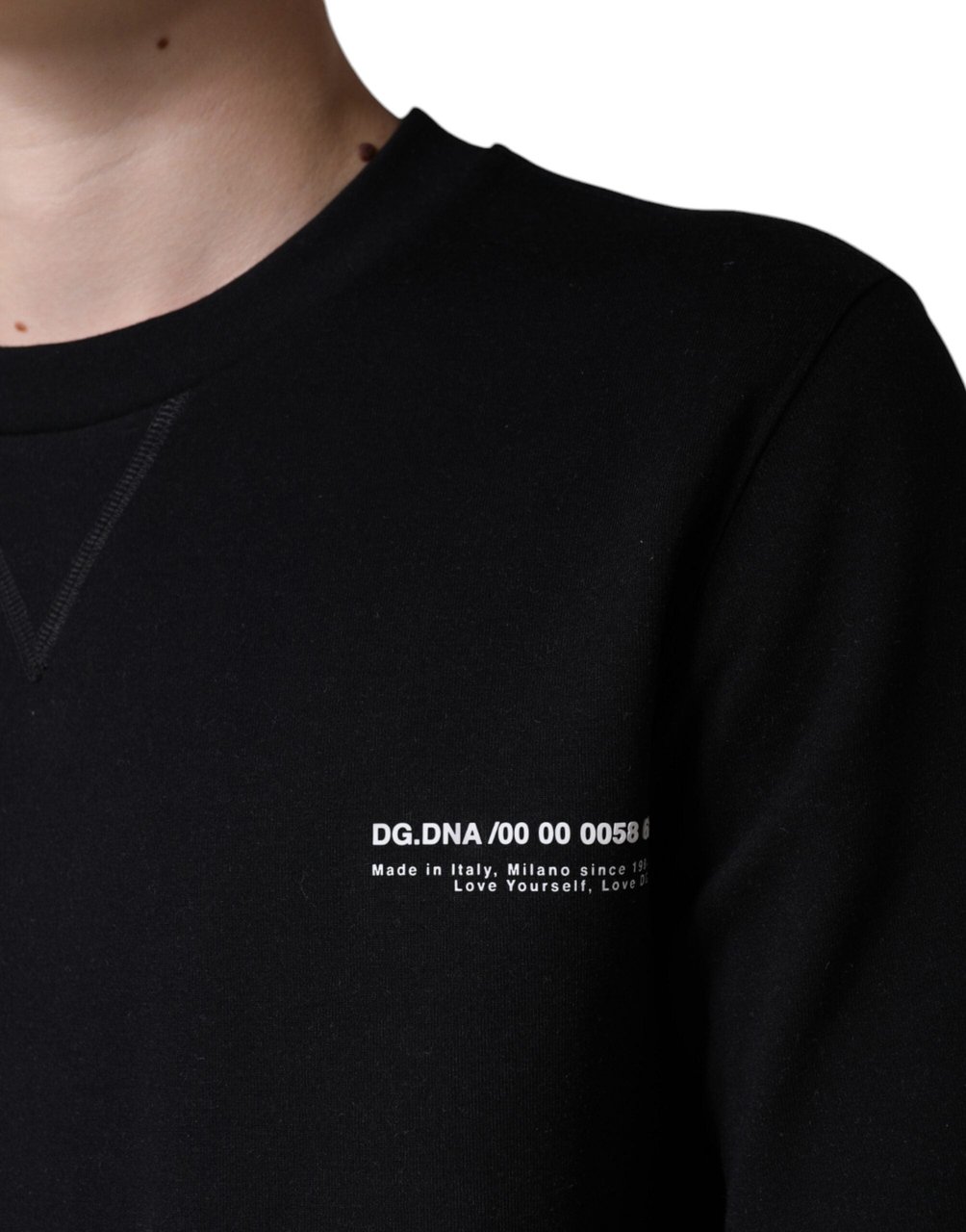 Dolce & Gabbana Black Logo Print CrewNeck Sweatshirt Sweater Zwart