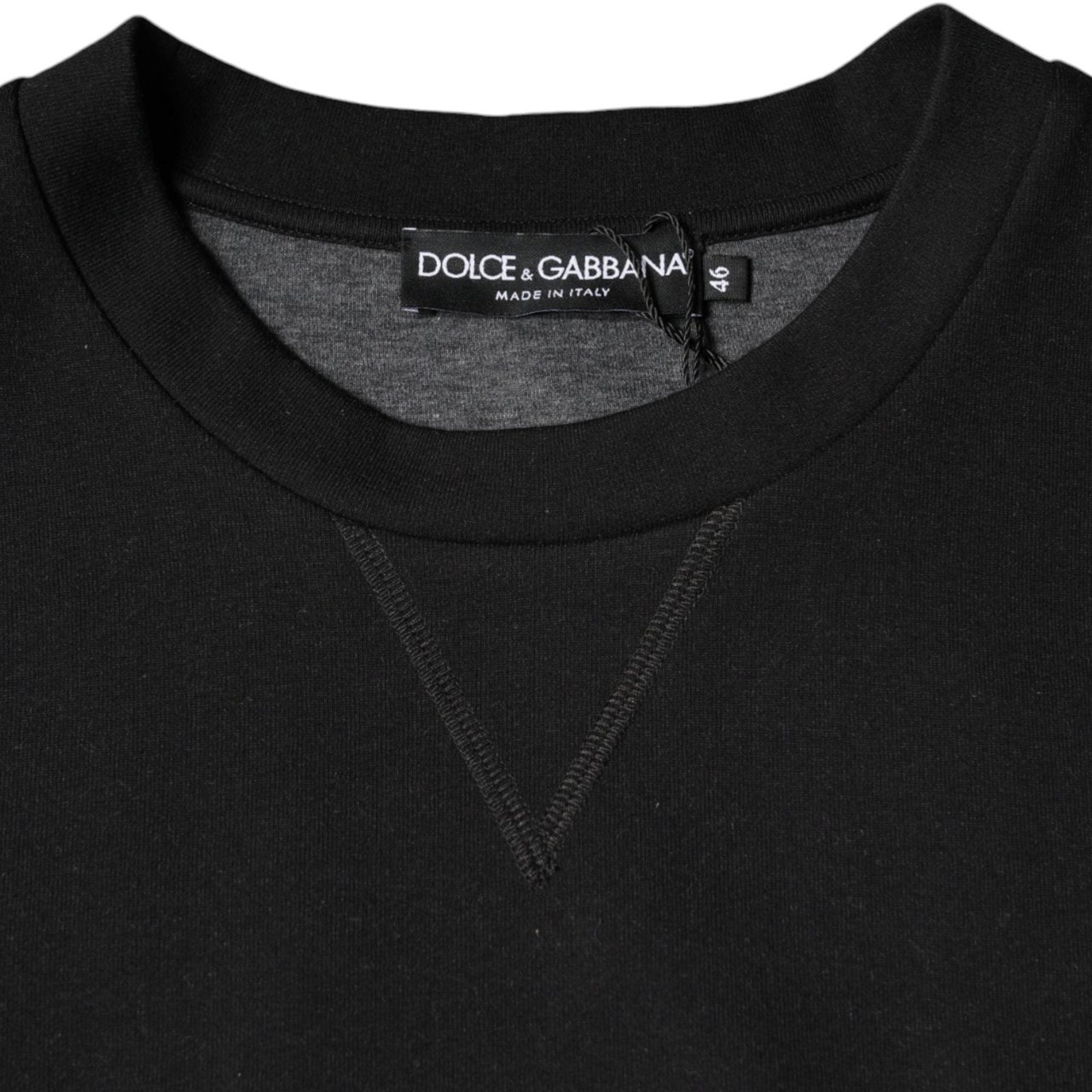 Dolce & Gabbana Black Logo Print CrewNeck Sweatshirt Sweater Zwart