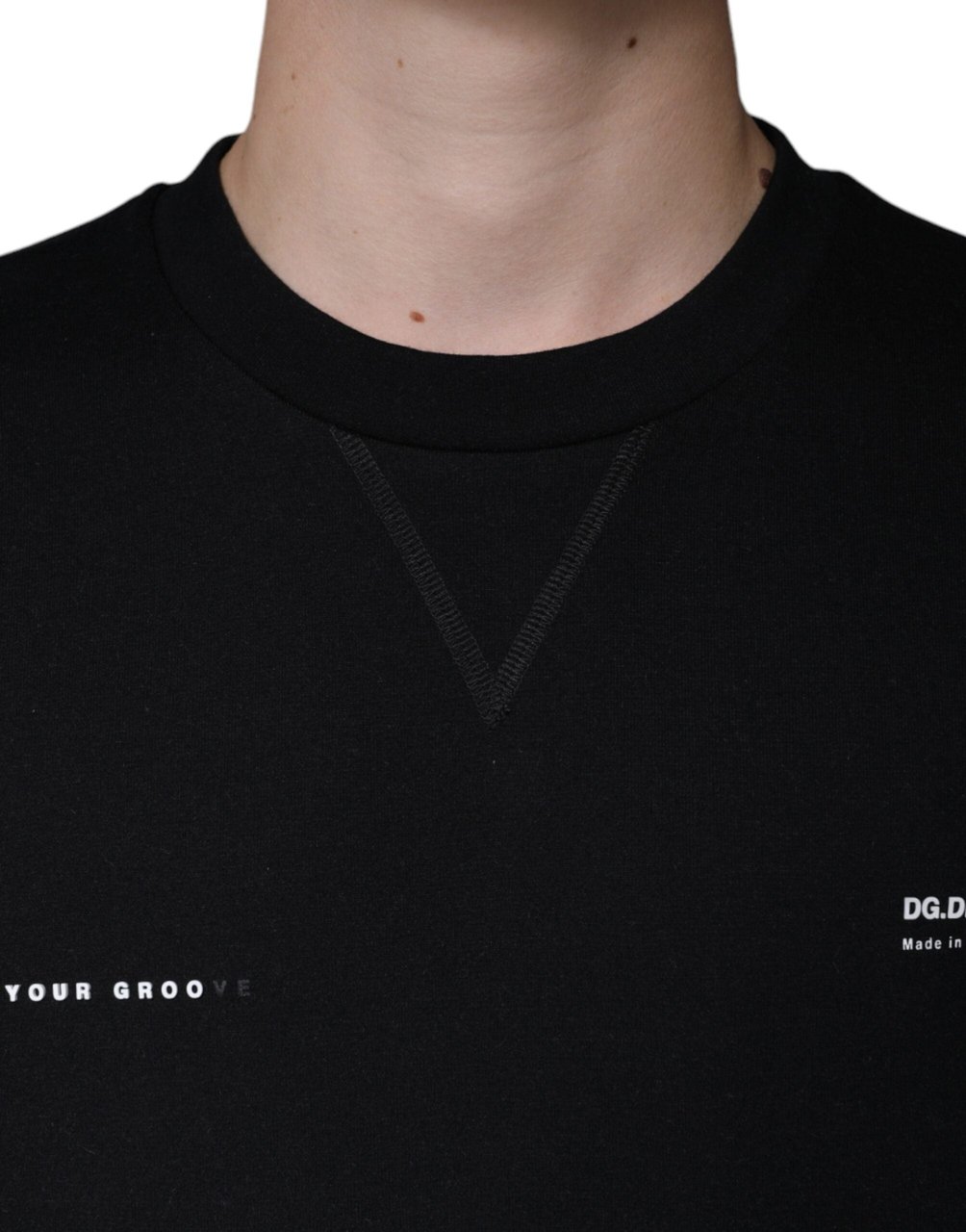 Dolce & Gabbana Black Logo Print CrewNeck Sweatshirt Sweater Zwart