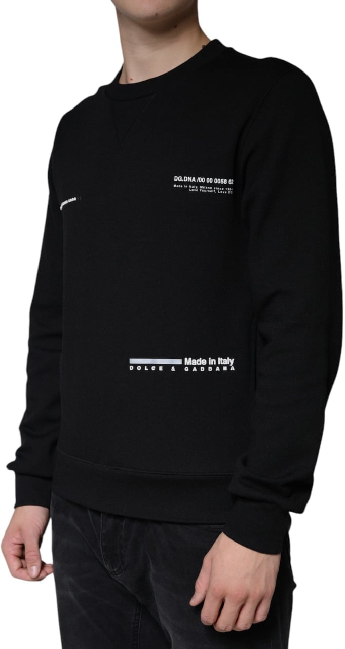 Dolce & Gabbana Black Logo Print CrewNeck Sweatshirt Sweater Zwart