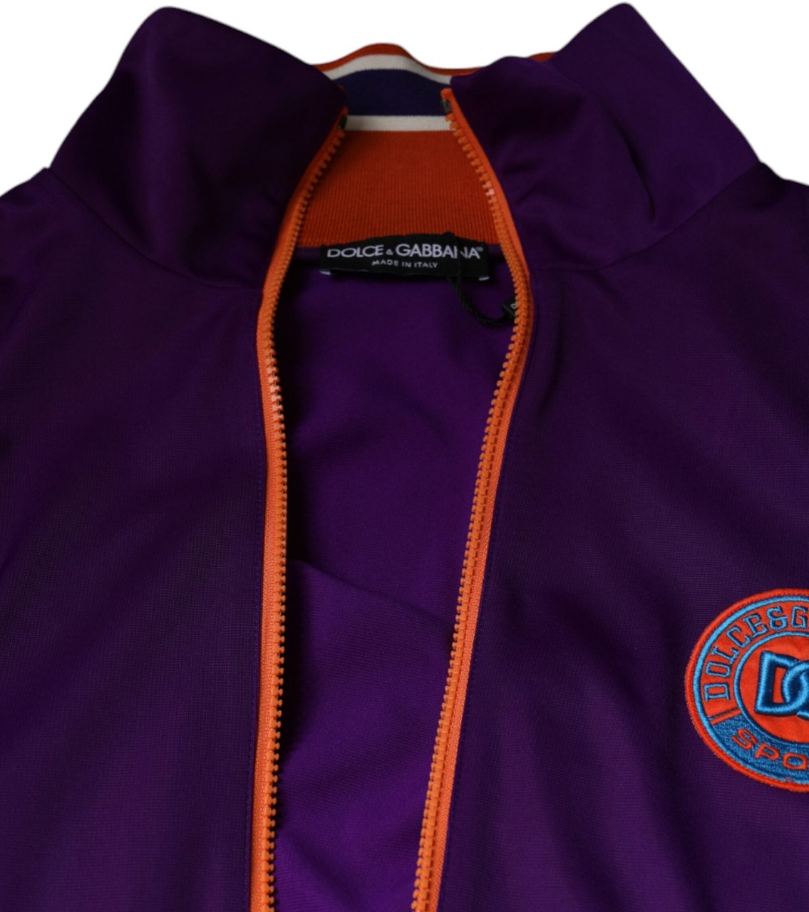 Dolce & Gabbana Purple Polyester Full Zip Long Sleeve Sweater Paars