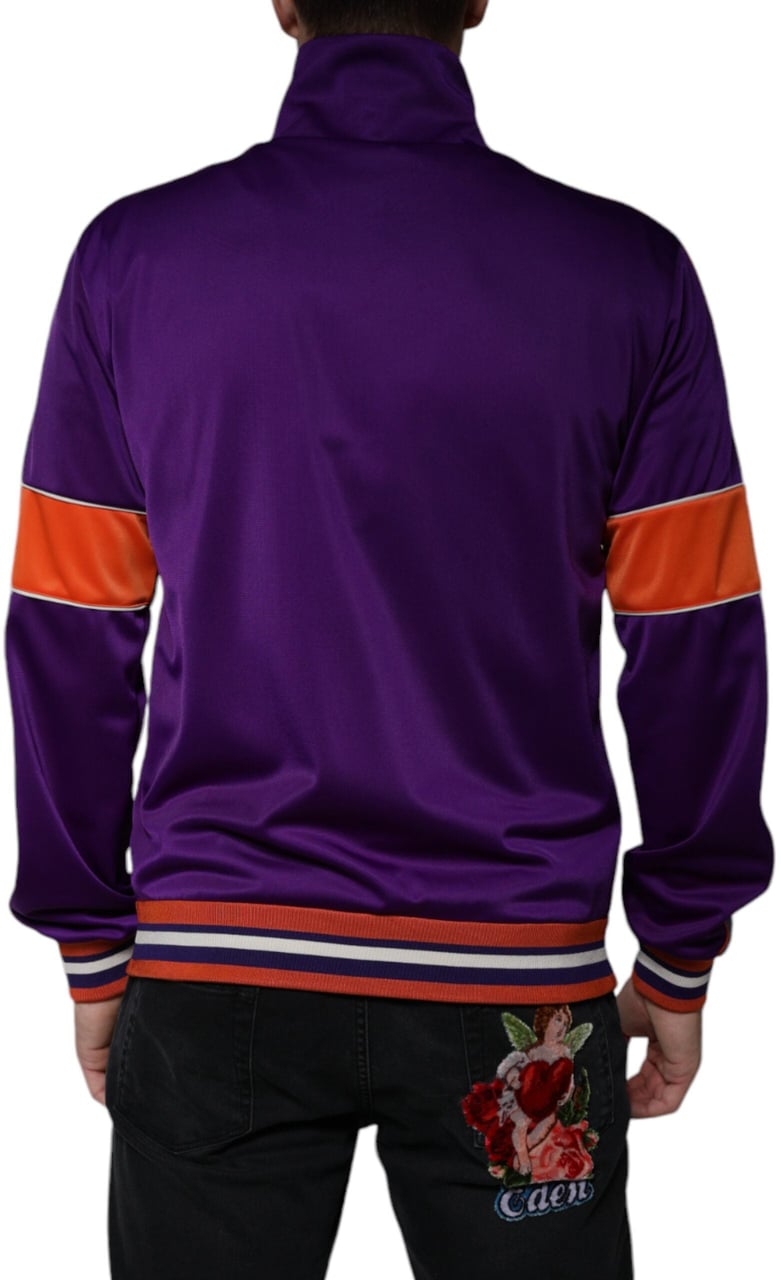 Dolce & Gabbana Purple Polyester Full Zip Long Sleeve Sweater Paars