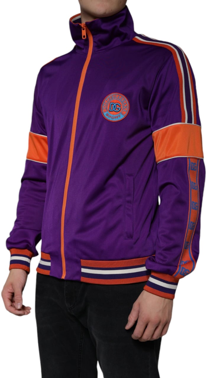 Dolce & Gabbana Purple Polyester Full Zip Long Sleeve Sweater Paars