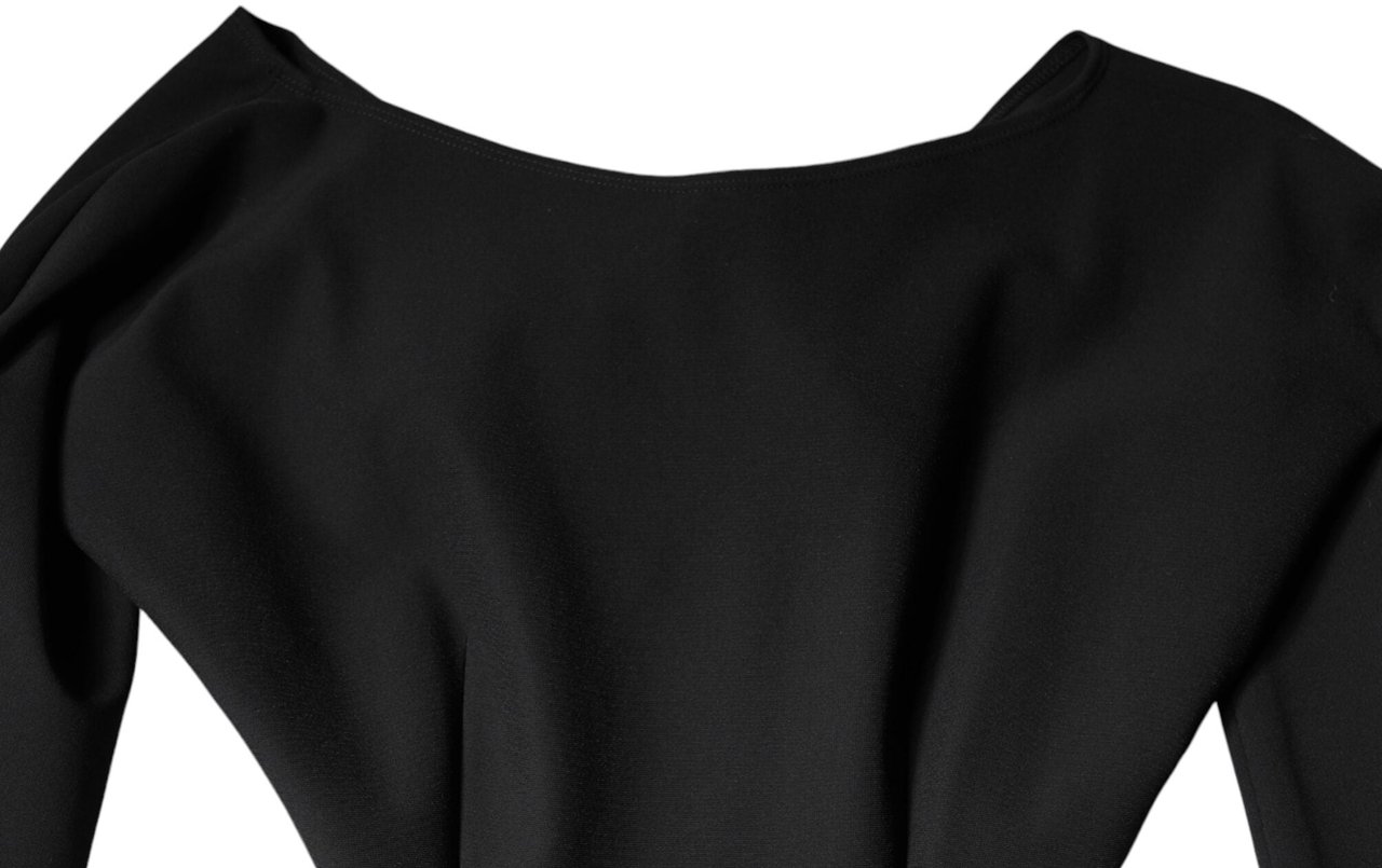 Dolce & Gabbana Black Viscose Cut Out A-line Long Sleeves Mini Dress Zwart