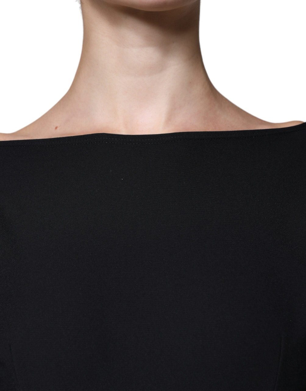 Dolce & Gabbana Black Viscose Cut Out A-line Long Sleeves Mini Dress Zwart