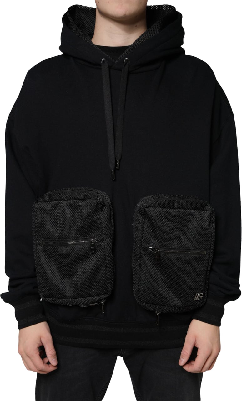 Dolce & Gabbana Black Hooded Pullover Men Sweatshirt Sweater Zwart